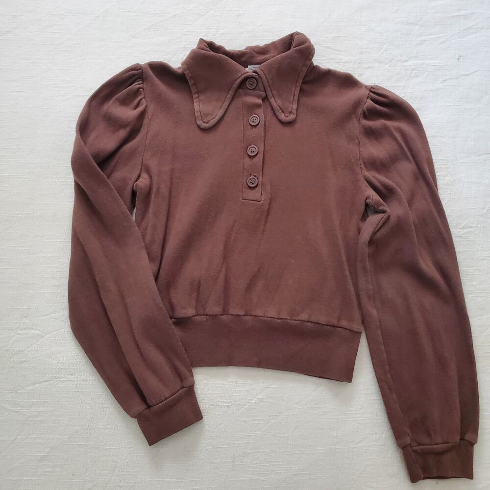 Vintage Brown Cropped Log Sleeve Shirt kids 10/12